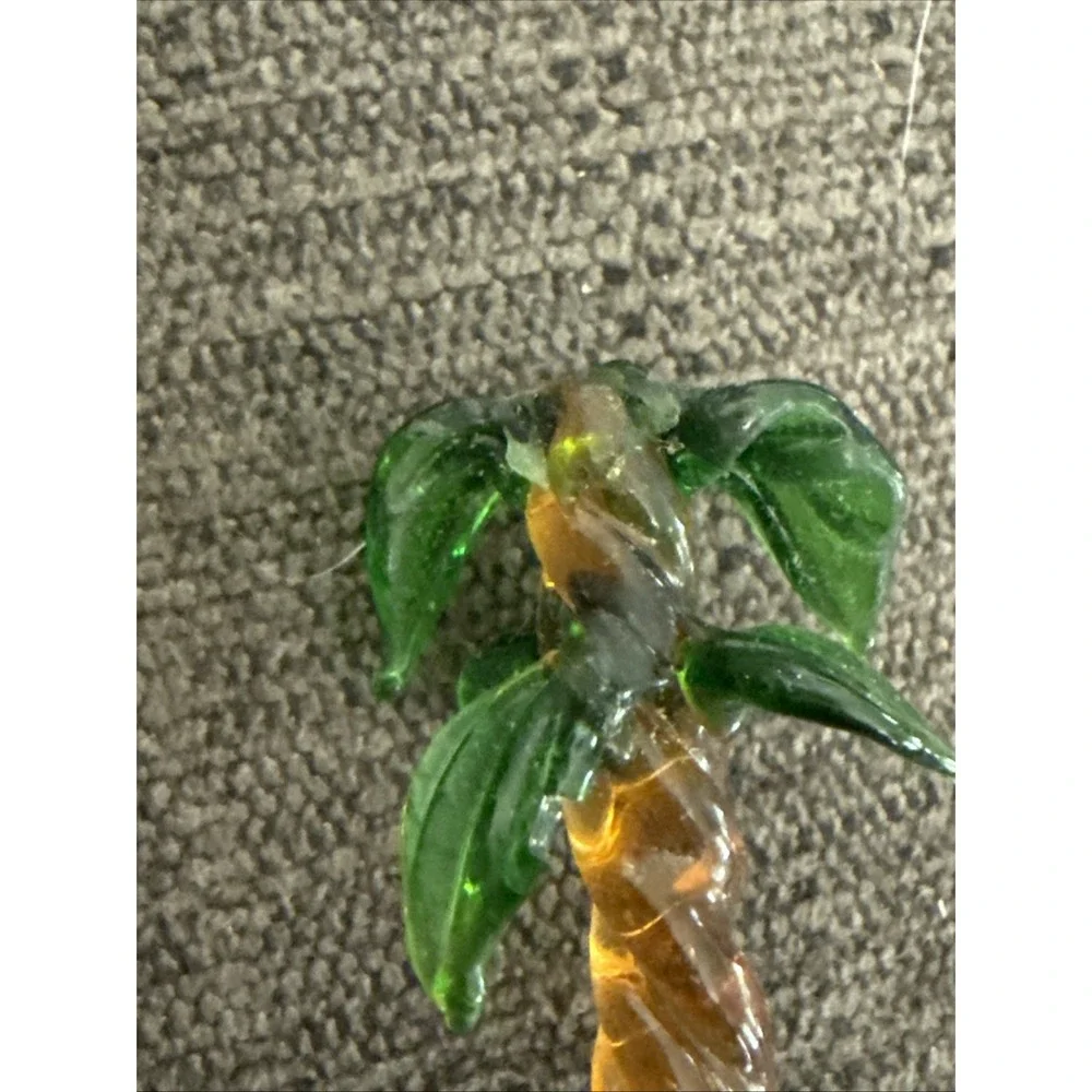2 Glass Highball Drink Swizzle Stick Stirrers With PALM TREE‎ Tops 8 Inches